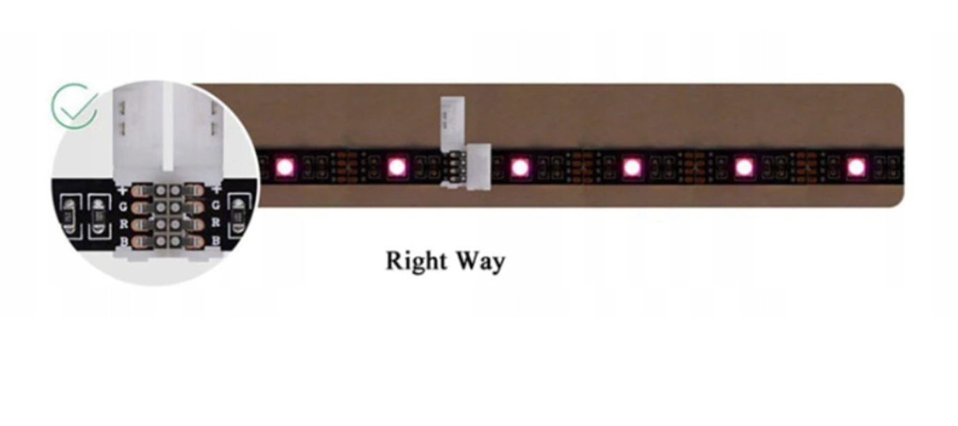 Złączka prosta taśma RGB 4PIN LED 10mm I 2 rogi