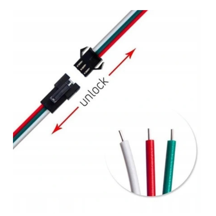 JST-SM 3Pin złącze do taśm LED Adresowalnych aRGB