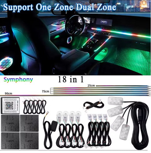 AMBIENT LED aRGB DO AUTA OŚWIETLENIE WNĘTRZA STEROWANE APLIKACJĄ