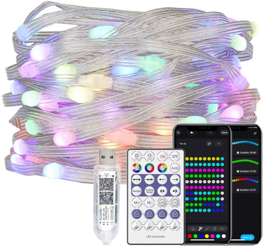 Zestaw Łańcuch LED aRGB USB WS2812B Pilot Aplikacja 10m Choinka Oświetlenie