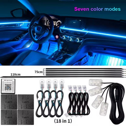 AMBIENT LED RGB DO AUTA OŚWIETLENIE WNĘTRZA STEROWANE APLIKACJĄ