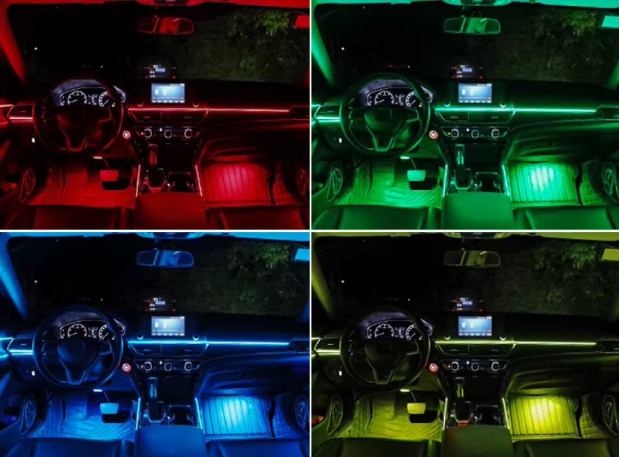 AMBIENT LED RGB DO AUTA OŚWIETLENIE WNĘTRZA STEROWANE APLIKACJĄ